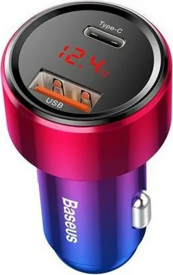 Produktbild von Baseus Magic Autoladegerät, USB + USB-C, QC 4.0, PD, 45 W – Rot-Blau