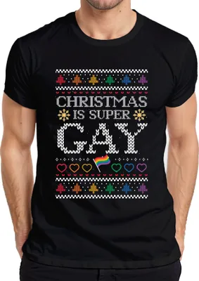 Produktbild von Christmas is super Gay LGBTQ - Weihnachten Weihnachtsgeschenk Christmas Herren T-Shirt, Schwarz, L