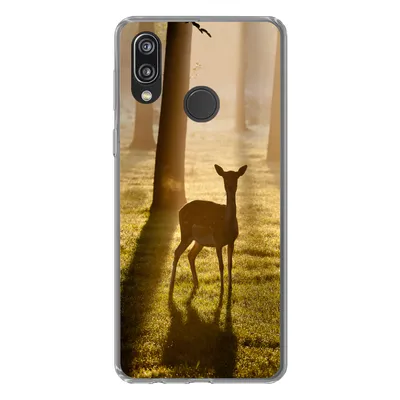 Produktbild von MuchoWow® Handyhülle Schutzhülle Hülle für Huawei P20 Lite (2020) Hirsche - Sonne - Bäume Silikon Softcase Handy Hülle - Kartenhalter