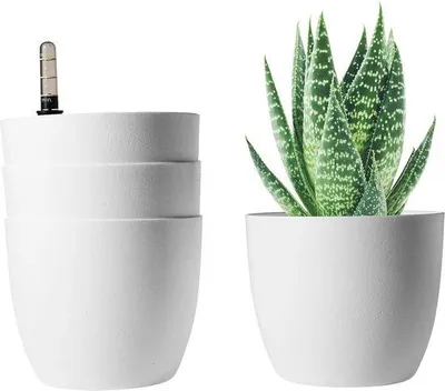 Productafbeelding van Unyqoos® Zelfwaterende hangende bloempot, rond, wit, voor wandmontage, plantenhouder, set van 4