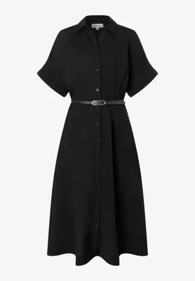 Image de Robe plissée en lin MORE & MORE, référence 0790, couleur noire, taille 34