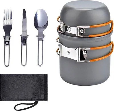Productafbeelding van Famanu Campingkookset - Aluminium, opvouwbaar, lichtgewicht en draagbaar