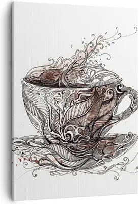 Produktbild von Bild auf Leinwand - Leinwandbild - Einteilig - Abstraktion Tasse Tee heiß - 50x70cm - Wand Bild - Wanddeko - Wandbilder - Leinwanddruck - Wanddekoration - Leinwand bilder - Wandbild - PA50x70-2976