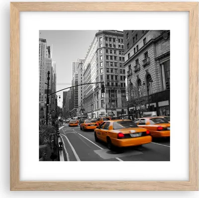 Produktbild von Gerahmtes Poster - Rahmen in heller Eiche - Amerika New York City Straße - 30x30 cm - Wand Bild - Wanddeko - Wandbilder - Wandposter - Bilderrahmen - Bilder - Kunstdruck - Wandbild - P2NAC30x30-0445