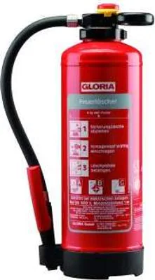 Produktbild von Gloria P6PRO – Auflade-Pulver Feuerlöscher (ABC) mit Wandhalter, einsetzbar an elektrischen Anlagen, frostsicher, EN3, 6 kg, 10 LE