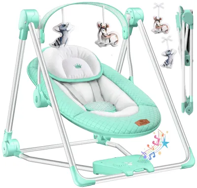 Produktbild von KIDIZ® Babywippe Babyschaukel mit 5 Geschwindigkeitseinstellungen zusammenklappbarer Baby Wippe Schaukel Babyhochstuhl mit Spielbogen Spielzeugen 5 beruhigende Naturgeräusche geborene