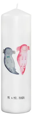 Produktbild von Mr. & Mrs. Panda Kerze Axolotl Freundin 29 x 8 cm XL - Weiß - Geschenk, Erinnerungskerze, Valentinstag, Wachskerze, Blockkerze, Bedruckte, Lurch, Stumpenkerze, Liebe