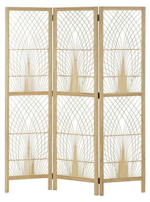 Paravent Holz 3-teilig 136x2,5x180 cm naturfarben