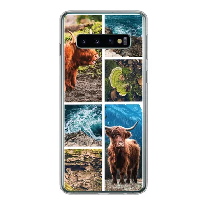 Produktbild von MuchoWow® Handyhülle Schutzhülle Hülle für Samsung Galaxy S10 Schottische Highlander - Natur - Collage Silikon Softcase Handy Hülle - Handytasche