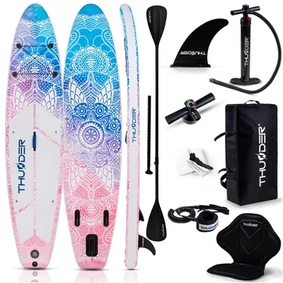 Produktbild von THUNDER Aurora Stand Up Paddle Board 350x81x15cm Rosa Blau Weißz bis 150 kg