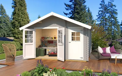Produktbild von Gartenhaus weka 253 Gr. 1 inkl. Fußboden 420 x 260 cm hellgrau