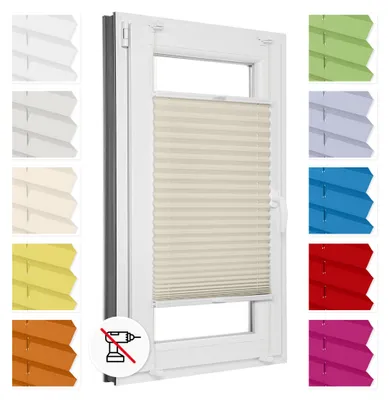 Obrázek produktu pro Estika Plisé roleta bez vrtání - 65 x 120 cm - Béžová - Vnitřní žaluzie na okno, montáž Klemmfix