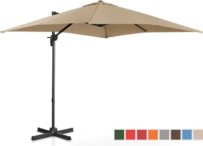 Obrázek produktu pro Expondo Uniprodo  Slunečník s bočním stojanem – taupe – čtvercový – 250 x 250 cm – otočný