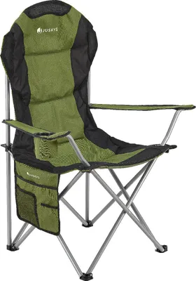 Produktbild von Juskys Campingstuhl Lido mit Getränkehalter & Tasche - Camping Klappstuhl gepolstert - Faltstuhl Angelstuhl Strandstuhl Chair - Stuhl Grün