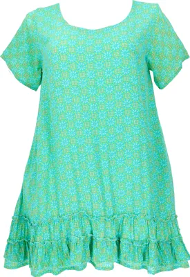 Produktbild von Boho Strandkleid, Minikleid - Grün, Damen, Viskose, Kleider