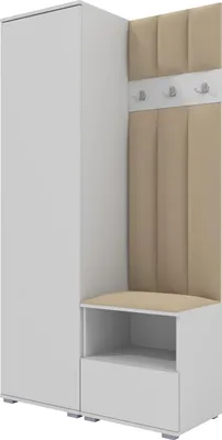 Produktbild von Garderoben-Set Nela I LUX, gepolsterte Garderobe 100 cm mit Sitzbank, Wandpaneelen und Stauraum (Farbe: Weiß + Trinity 04)