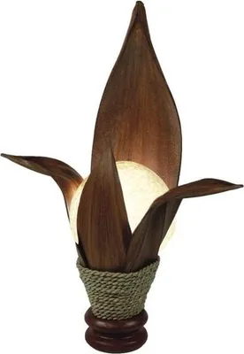 Produktbild von Deko-Leuchte LOTUS, 4 Blätter, Tisch-Lampe aus Natur-Materialien, Stimmungsleuchte