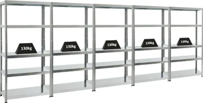 Produktbild von Mega Deal | 5x Schwerlastregal Steel Eagle | HxBxT 180x90x40 cm | Fachlast 130kg | Verzinkt