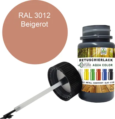 Produktbild von Reparaturlack Lackstift RAL Lack Pinselflasche 50ml. Farbe Holz Metall Möbel Auto Bad Retuschierlack - RAL 3012 Beigerot