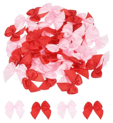 50 Mini-Stoffschleifen 2,5 cm rosa/rot für Basteln & DIY