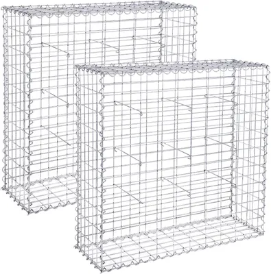 Produktbild von SONGMICS 2 x Gabione 100 x 90 x 30cm für Stützmauern Gartenzaun Gabionenwand Steinmauer Säule verzinkt GGB293 (2 x GGB193)