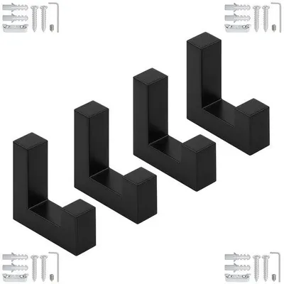Produktbild von Unyqoos® 4er-Set J-Wandhaken aus Zinklegierung – robuste, wasser- und rostfreie Haken für Akustikpaneele, zum Aufhängen von Jacken, Taschen und Handtüchern