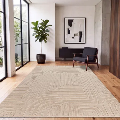 Produktbild von Paco Home Teppich Wohnzimmer Kurzflor Boho Skandi Design Geometrisches Muster Einfarbig 240x340 cm