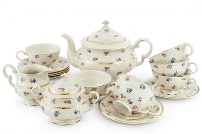 Image de Service à thé, porcelaine tchèque, Sonata, handball, or, Leander, 15 d.