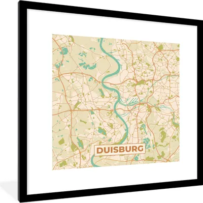 Produktbild von MuchoWow® Gerahmtes Poster Karte - Duisburg - Vintage - Stadtplan 40x40 cm - Poster mit Schwarzem Bilderrahmen Wandposter Rahmen Foto Bilder - Poster - Plakat im Rahmen