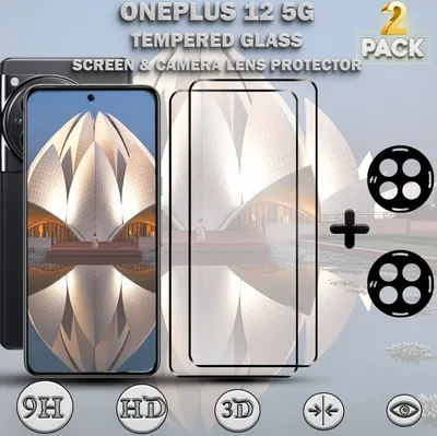 Produktbild von 2-Pack ONEPLUS 12 5G Displayschutzfolie und 2-Pack Objektivschutz aus 9H gehärtetem Glas