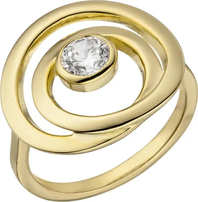 Produktbild von Gr. 60 Damen Ring 925 Sterling Silber vergoldet 1 Zirkonia