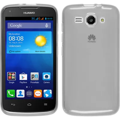 Produktbild von PhoneNatic Case kompatibel mit Huawei Ascend Y520 - weiß Silikon Hülle transparent + 2 Schutzfolien