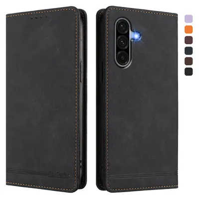 Immagine prodotto di Custodia per Samsung Galaxy A56, custodia retro in Finto cuoio con supporto e slot per carte di credito Nero