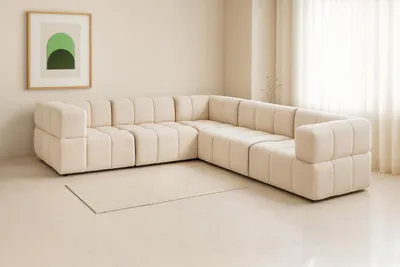 Zdjęcie produktu dla PIKOWANY NAROŻNIK MODUŁOWY 280x285 cm ROGÓWKA DO SALONU CLIXI PODŁOKIETNIKI