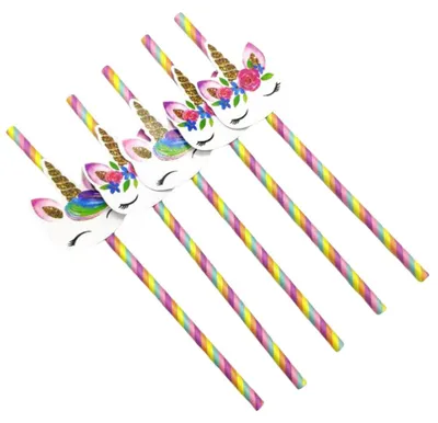 Bunte Papierstrohhalme mit Streifen, 20 Stk., 19,7 cm