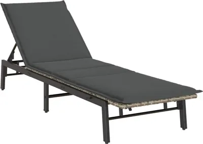 Produktbild von vidaXL Sonnenliege mit Auflage Hellgrau Poly Rattan