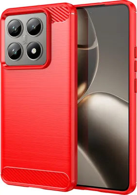 Produktbild von Hülle für Xiaomi 14T / 14T Pro Carbon-Faser Weich TPU Silikon Stoßfest Handyhülle Rot