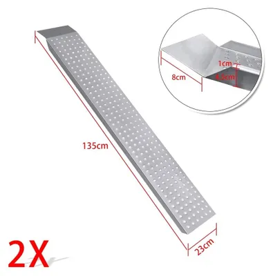 Productafbeelding van Oprijplanken, set van 2 - Motoroprijplaat - 135 cm - Verzinkt staal - Antislip - Draagvermogen 400 kg - Zilver
