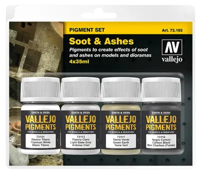 Immagine prodotto di Set di pigmenti Vallejo Soot & Ashes - 573193 Set di colori 4x35 ml
