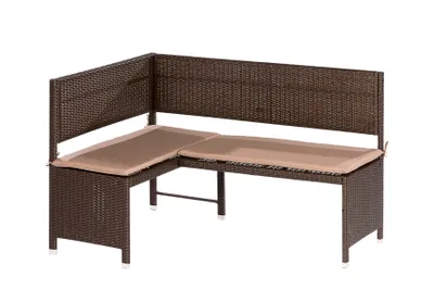 Produktbild von Merxx Eckbank - Stahlgestell mit Kunststoffgeflecht braun - 28820-210