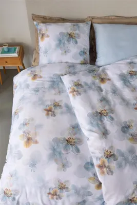 Produktbild von Beddinghouse Mako-Satin-Bettwäsche-Garnitur Estelle Farbe Blue Grey Größe 155x220+80x80 cm