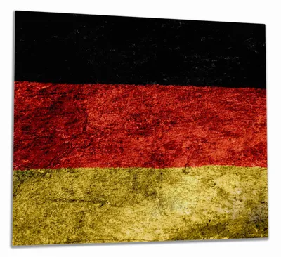 Produktbild von Wallario Herdabdeckplatte aus Glas, Größe 60 x 52 cm 1-teilig, Motiv Verwitterte Deutschland-Fahne in schwarz rot gold