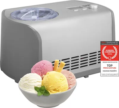 Produktbild von TZS First Austria Eismaschine mit Kompressor 1,2L, Joghurtbereiter, Ice Cream Maker, Edelstahl, Joghurtmaschine, Eisbehälter, Display, selbstkühlend