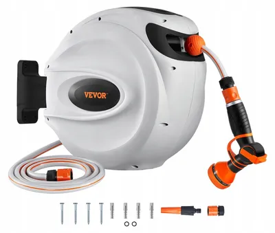 Zdjęcie produktu dla Ścienny Pojemnik Na Wąż Ogrodowy 25Mx12Mm Automatyczny System Zwijania