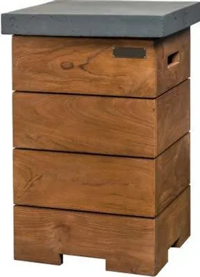 Produktbild von Happy Cocooning Mania Enclosure Beistelltisch für Gasflaschen Teakholz/grau 41x41x62 cm Feuertisch