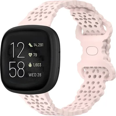 Produktbild von Strap-it Smartwatch Armband - gemustertes Silikonband - passend für Fitbit Versa 3 / Versa 4 / Sense / Sense 2 - hellrosa
