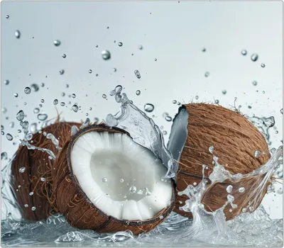 Produktbild von Spritzschutz Herdabdeckplatte Schneidebrett aus Glas Kokosnuss Wasserplatsch 1-Teilig (60x52cm)