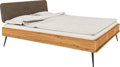 Produktbild von Bettgestell 80x220 cm mit Polsterkopfteil, in Eiche massiv geölt, KABALA-165