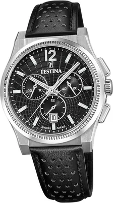 Produktbild von Festina Herrenuhr Swiss Made Armbanduhr Leder schwarz D2UF20060/4