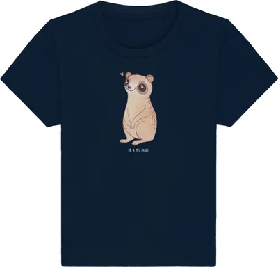 Produktbild von Mr. & Mrs. Panda  T-Shirt Plumplori Glücklich 12. - 18. Monat - French Navy - Geschenk, Organic Baby, Lustige Sprüche, Glück, Kinder Top, Babyshirt, Baumwollshirt